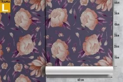 Antique pink flowers wallpaper modern design.