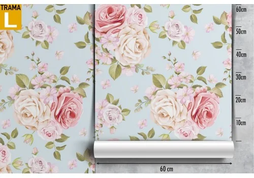 Vintage nature wallpaper with white and pink flowers. 2