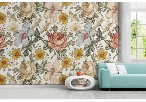 Carta da Parati rose antiche vintage pattern.