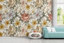 Carta da Parati rose antiche vintage pattern.