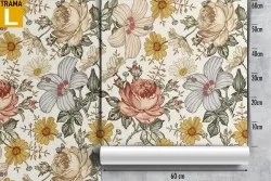 Carta da Parati rose antiche vintage pattern.