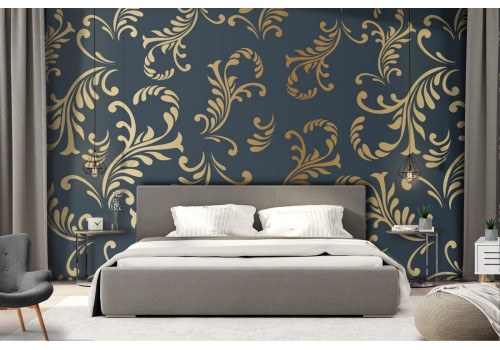 Vintage luxury gold stylized leaf wallpaper.