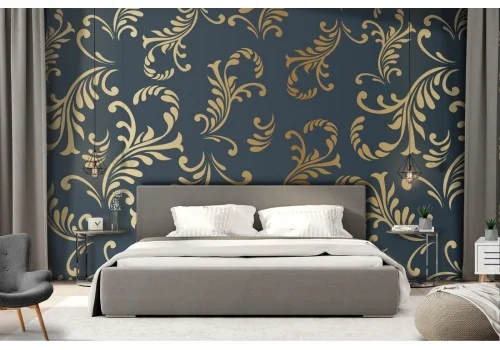 Vintage luxury gold stylized leaves wallpaper.