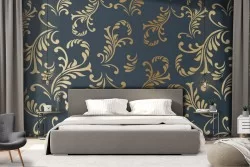 Vintage luxury gold stylized leaf wallpaper.