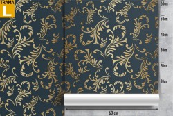 Carta da Parati foglie stilizzate vintage luxury oro.