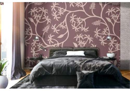 Modern stylized nature wallpaper with flowers and branches.