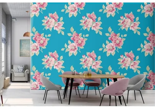 Pink flowers vintage design pattern wallpaper.