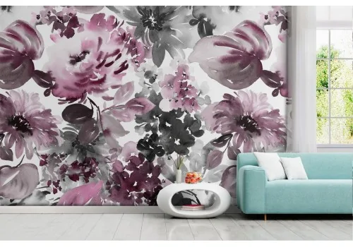 Carta da Parati fiori rosa design moderno astratto.