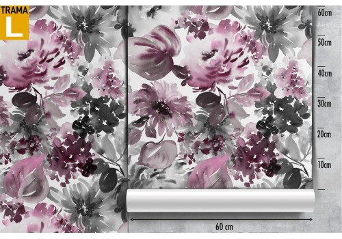 Pink flowers wallpaper modern abstract design. 2