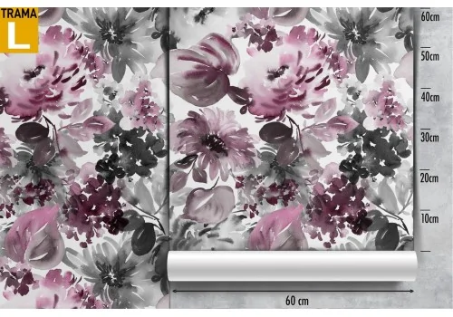 Pink flowers wallpaper modern abstract design. 2