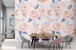 Vintage antique pink flowers wallpaper pattern.