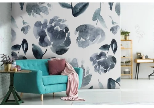 Abstract floral wallpaper gray modern nature.