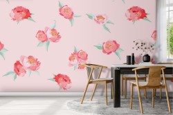 Red flowers wallpaper minimalist design.