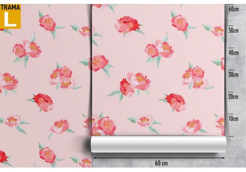 Carta da Parati fiori rossi design minimalistico. 2