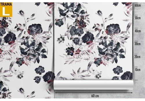 Black flowers modern nature pattern wallpaper. 2