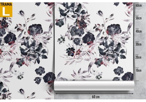 Carta da Parati fiori neri natura moderna pattern. 2