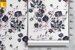 Black flowers modern nature pattern wallpaper.