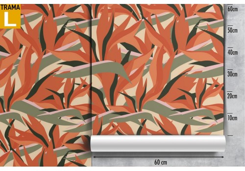 Carta da Parati foglie stilizzate design vintage natura. 2