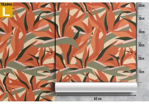 Carta da Parati foglie stilizzate design vintage natura. 2