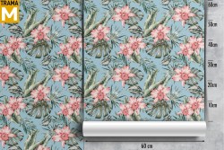 Carta da Parati Fiori Foglie Tropicale Vintage