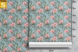 Carta da Parati Design e Stili Flora e Fauna Fiori Foglie Tropicale Vintage