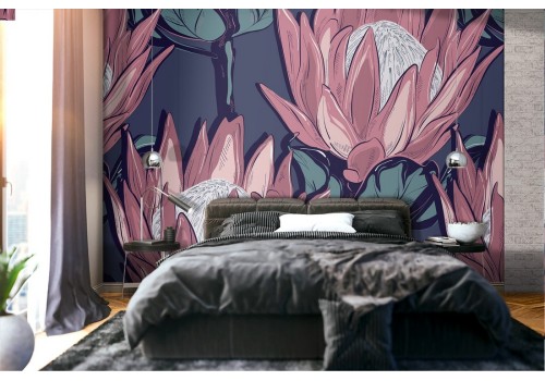 Modern water lilies wallpaper nature pattern.