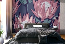 Modern water lilies wallpaper nature pattern.