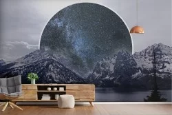 Carta da Parati Fantasy e Dark Moderna Montagna Natura Neve