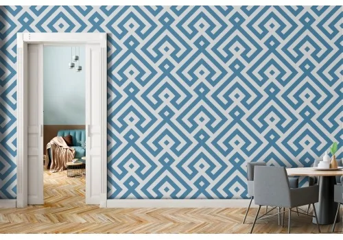 Blue geometric wallpaper decoration.