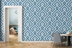 Carta da Parati decorazione geometrica azzurro.