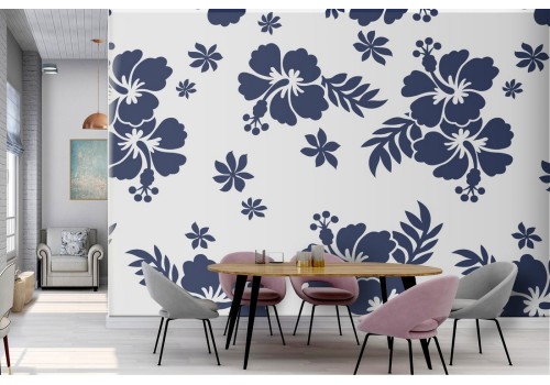 Carta da Parati fiori blu natura design moderno.