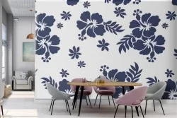 Blue flowers nature modern design wallpaper.