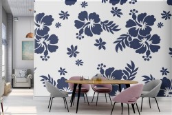 Carta da Parati fiori blu natura design moderno.