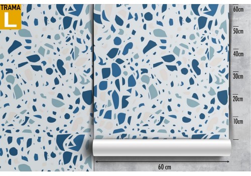 Wallpaper with white and blue marble surface pattern. 2
