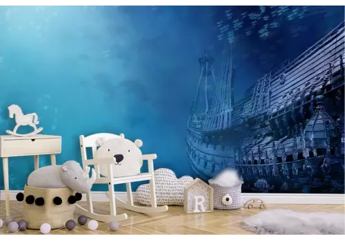 Carta da Parati fondale marino con veliero