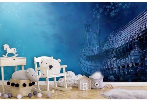 Seabed wallpaper with sailboat