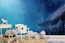 Seabed wallpaper with sailboat