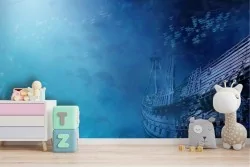 Seabed wallpaper with sailboat