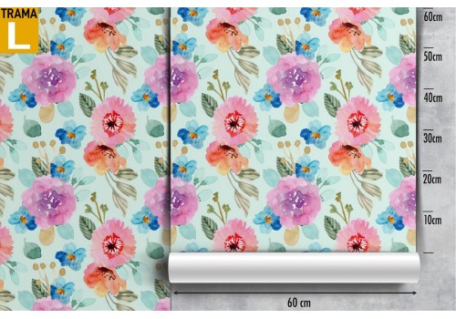 Modern nature wallpaper with pink and purple flowers. 2