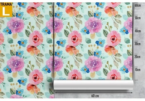 Modern nature wallpaper with pink and purple flowers. 2