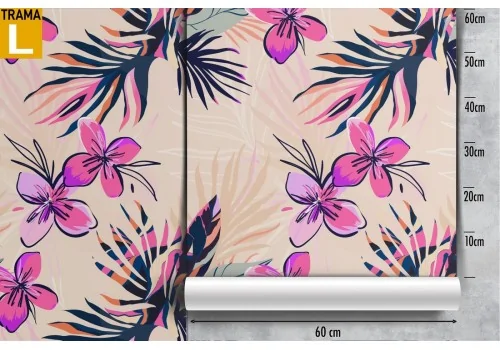 Tropical pink flowers nature pattern wallpaper. 2