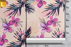 Tropical pink flowers nature pattern wallpaper.