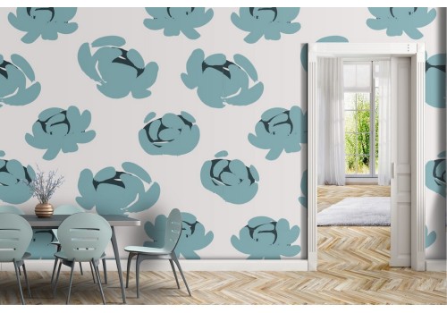 Carta da Parati fiori astratti azzurro natura.