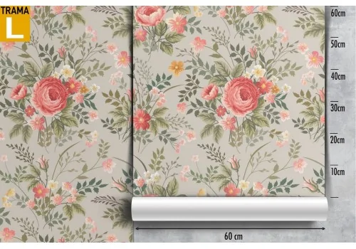 Antique pink flowers wallpaper, vintage nature roses. 2