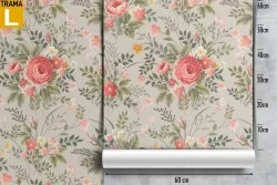 Antique pink flowers wallpaper, vintage nature roses.