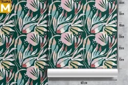 Carta da Parati Foglie Astratta Fiori Moderna