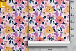 Pink and yellow flowers wallpaper nature pattern.