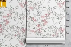 Carta da Parati rami in fiore natura rosa pattern.