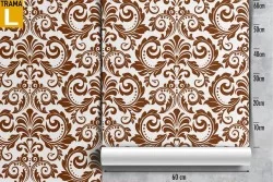 Brown vintage damask wallpaper pattern.