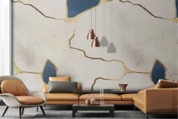 Carta da Parati marmo bianco e blu superficie luxury.